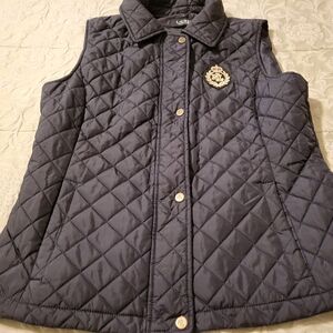 Ralph Lauren Black Label Dressy Crest Patch Quilted Mockneck Vest Size L